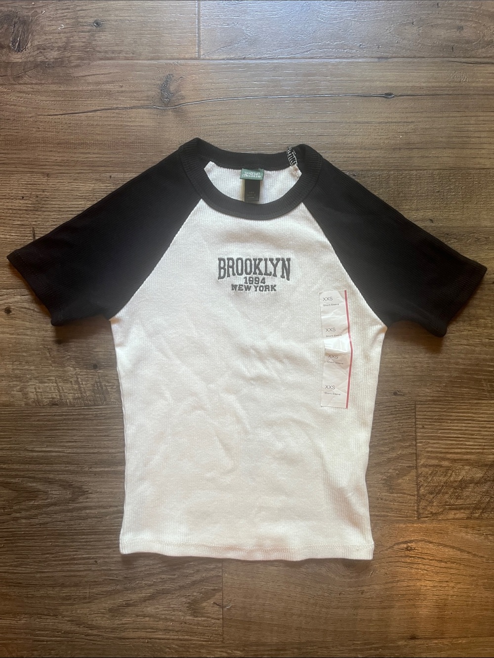 wild fable Black and White "Brooklyn" Raglan Short Sleeve Tee